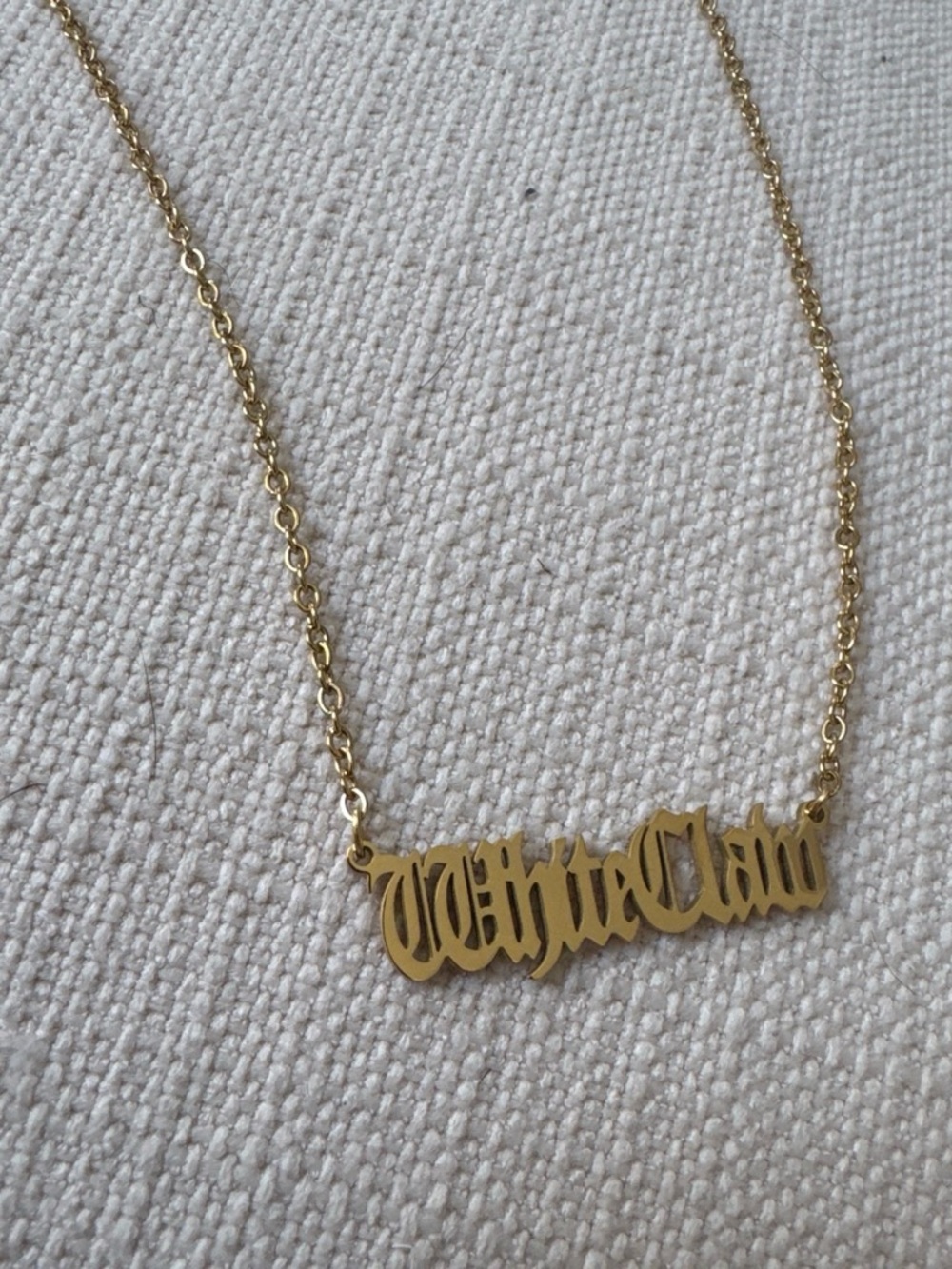 White claw custom made gothic font necklace NEW gold plated
